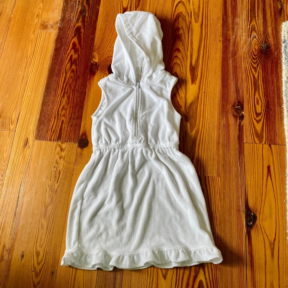 JANIE AND JACK Girls Hooded Terry Swim Cover-Up in White - Size 5 - NEW - Picture 2 of 8